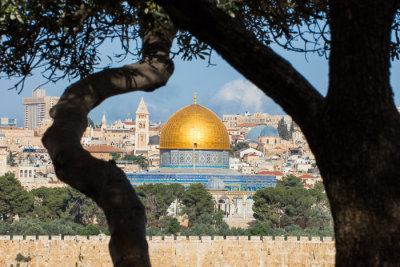 Jerusalem - Dome of Rock Behind Eastern Wall 