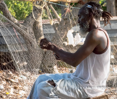 mending fishing net 