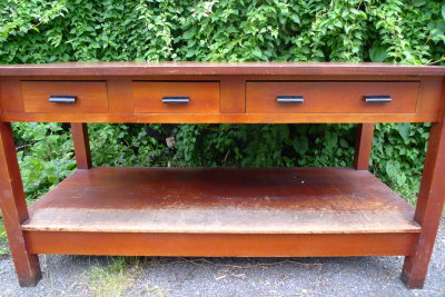 Mahogany Oak Desk Black Handles