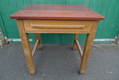 Mahogany and Oak table.  (2)