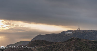 Holywood Sign at Sunset Griffith Observatory