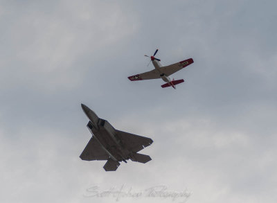 Heritage Flight P-51D Mustang  and F-22 Raptor