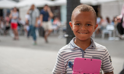 Boy Caught by Surprise, then the smile