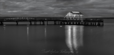 Dock at Night Black and White