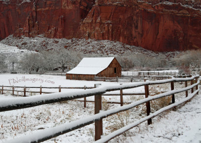 Red Rock Barn Snow