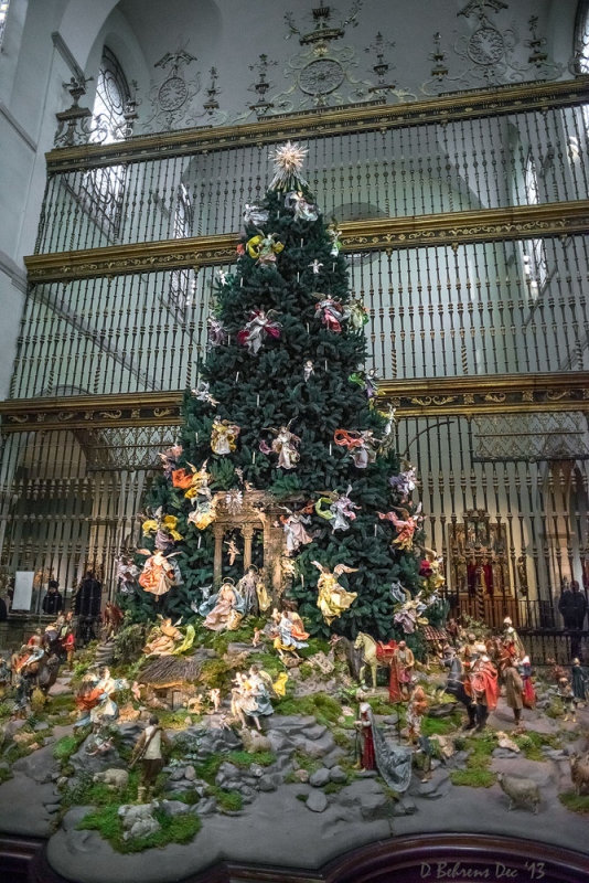 Choir screen from the Cathedral of Valladolid and Christmas tree