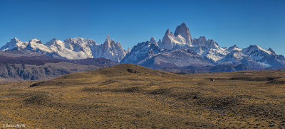 Mount Cerro Torre and Fitz Roy as seen from outside of El Chalten, Argentina
