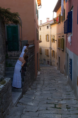 Narrow cobblestone street fetish