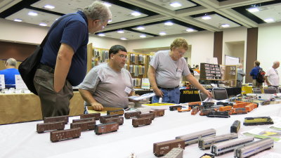 Modelers at the display tables