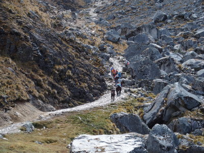 Salkantay Pass Trekkers heading up to the pas