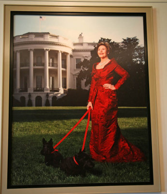 Laura Bush with Mrs. Beasely and Barney