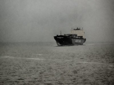 In-bound container ship