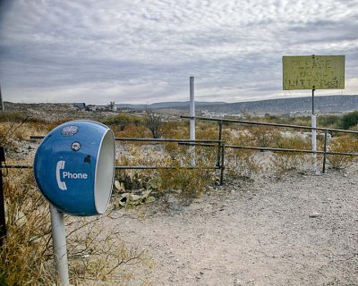 Phone booth at La Linda, Texas