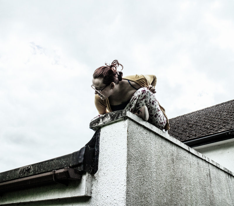 Olivia on the roof.