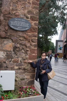 Laine and a bit of Exeter City wall.