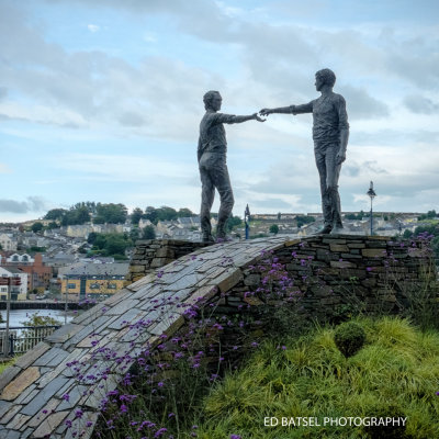 Hands Across the River Foyle symbol of peace between unionists and loyalists