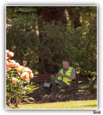 Caretaker Lunches Whilst Admiring His Own Handiwork.