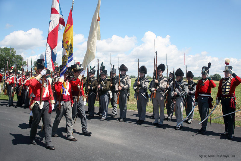 Colour party marches past Les Voltigeurs canadiens