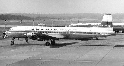 Douglas DC-6B    OH-KDC  Kar Air  Gatwick 1960s