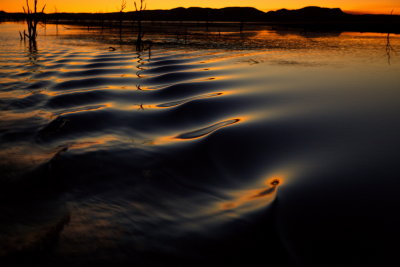 Boat Wake at Sunset - Lake Argyle