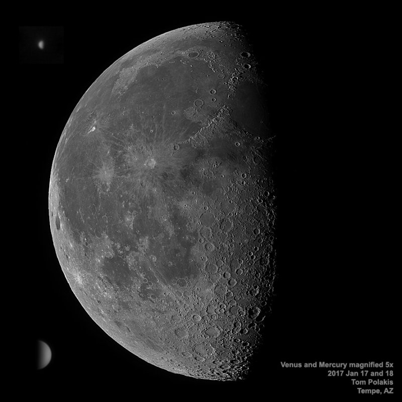 Moon, Mercury, and Venus - 2017 Jan 17 and 18