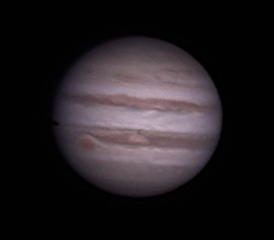 Jupiter, Io & Shadow: 5 frames, 10 min. spacing, 3/7/14