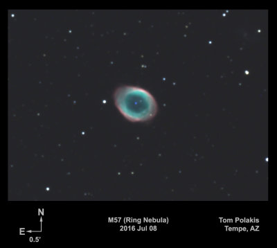 Ring Nebula: LRGB using Photometric (R, V, B) Filters