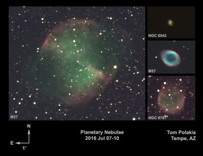 Four Planetary Nebulae at Same Image Scale