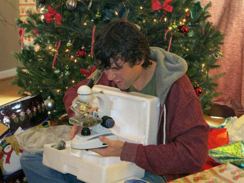 Bryan enjoying his microscope