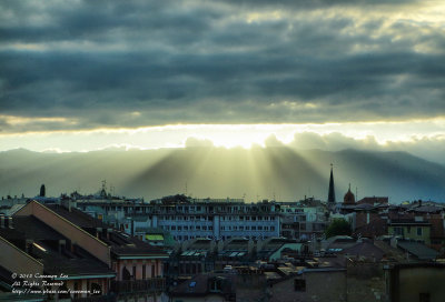 Crepuscular rays over Geneva