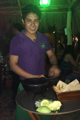 0896 making salsa and guacamole at our table at Margarita Grill