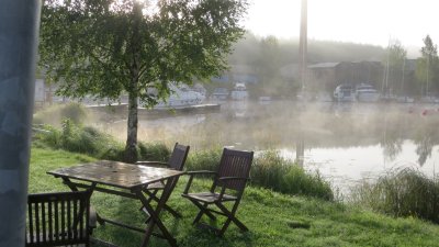 Misty morning in the boat harbor