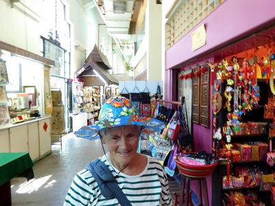 Mimi in her new hat central market