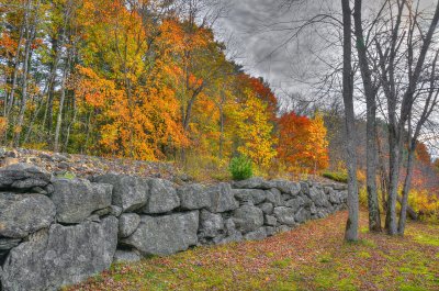 Stone Wall along the Maine Central RR , Lisbon Falls Me.