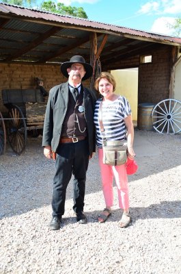 My wife establishing good relations with the Earps (the law) in Tombstone