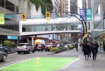 Crossing Granville Street, downtown Vancouver