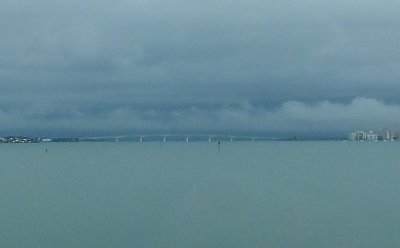 John Ringling Causeway bridge in the rain