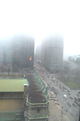 Ave Rene Levesque in fog