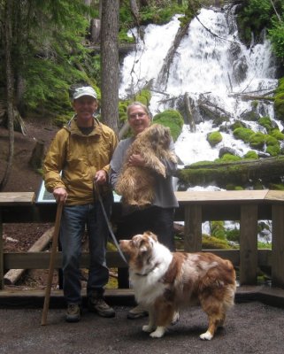 Larry, Lisa, Chuckie, and Skye Lea at Clearwater Falls in Oregon