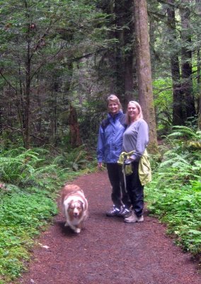 Lisa, Petra, and Skye Lea on the Trail to Susan Creek Falls