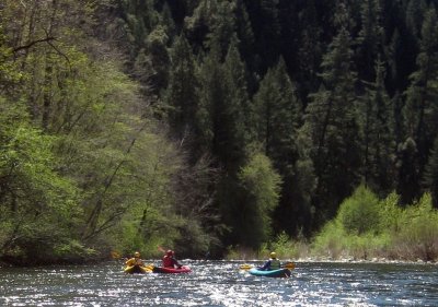 Bill Tuttle, Mark Hascall, and Bart Bartholomew on the Sims Flat Run of the Upper Sacramento