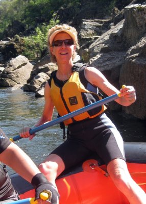 Ann Lehr Guiding One of Kim Andregg's Boats thru the American River Gorge