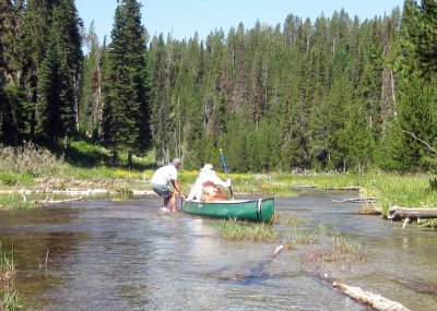 Lisa and Larry Negotiating a Shallow Spot on Idaho's Buffalo River