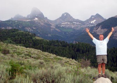 Evan Massaro in front of the Tetons