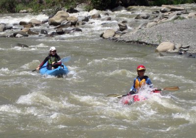 Ann Lehr and Anne Johnson on Cache Creek