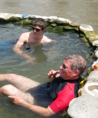 Jeff Schmelter and Evan Massaro in the Hot Spring Pool on the East Fork of the Carson