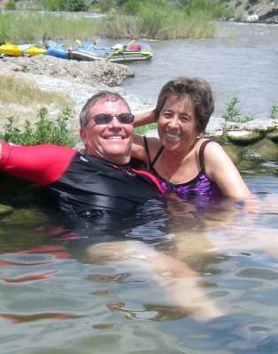 Evan Massaro and Norma Ferriz in the Hot Spring Pool on the East Fork of the Carson