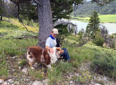 Larry, Sammy, and Skye Lea above Atherton Creek Campground in Wyoming