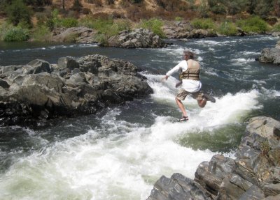Wayne Stanfield Leaping from Satan's Rock into the Cauldron
