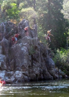 Ivana Blazenovic Leaping from Jumping Rock in the American River Gorge